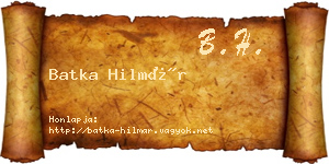 Batka Hilmár névjegykártya